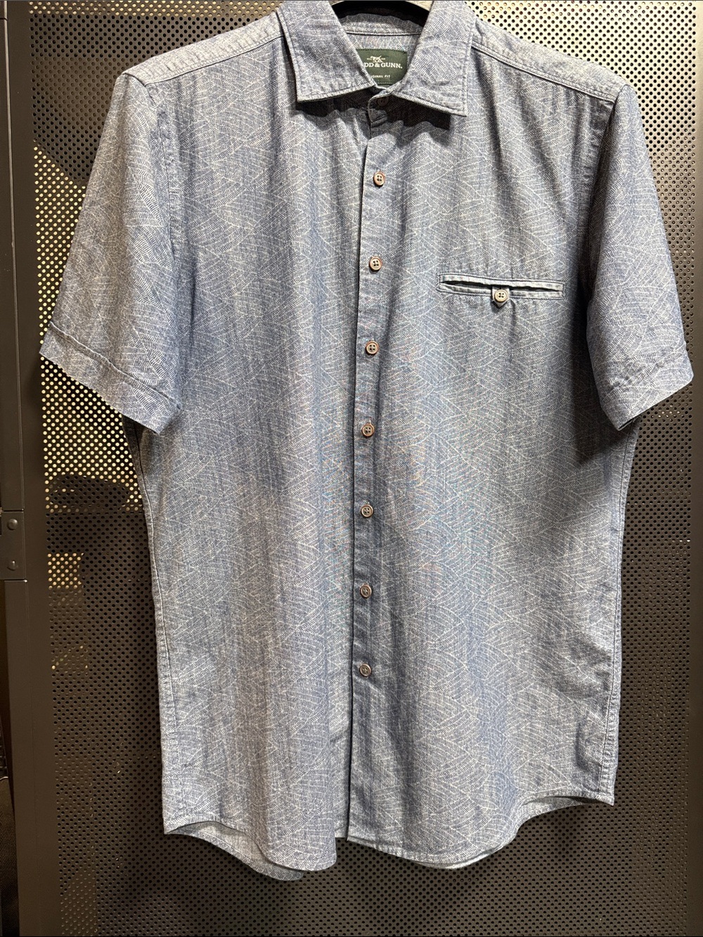 Rodd & Gunn Short-Sleeve Blue Patterned Button-Up Shirt